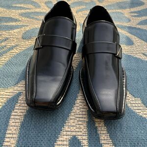 New Bruno Marc Size 10 Men  Dress Shoes  Black Classic Square Toe Slip On Loafer